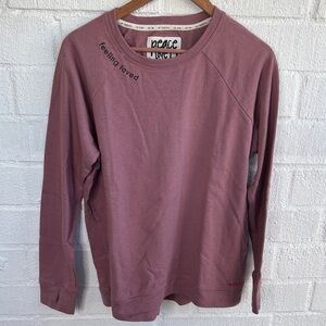 Peace Love World Embroidered Feeling Loved Mauve Sweatshirt sz S